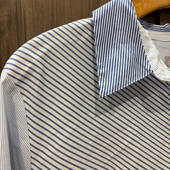 Chico’s Size 3P (XL Petite) Striped Seamed Button Down Tunic Pockets - Picture 4 of 11